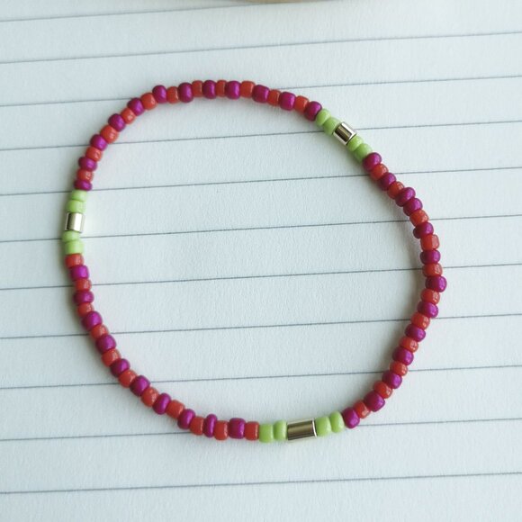 Color Therapy - Roxanne Assoulin Pink Green Beaded Bracelet - Picture 2 of 3
